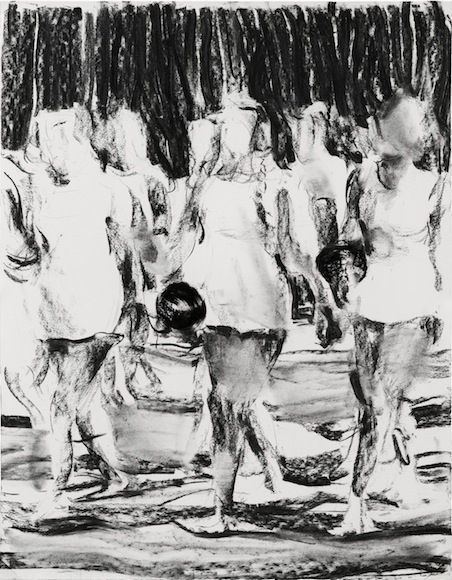 Sebastian Hosu: light show /p, 2017, charcoal on paper, 70,5 x 55 cm